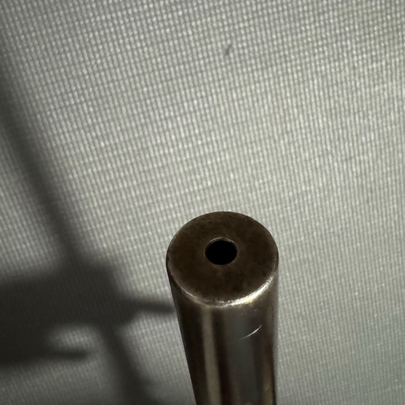Muzzle of the Stevens 44½ showing the crown and bore